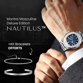 Relógio Masculino Luxe Nautilus™ com Kit de Pulseiras Grátis