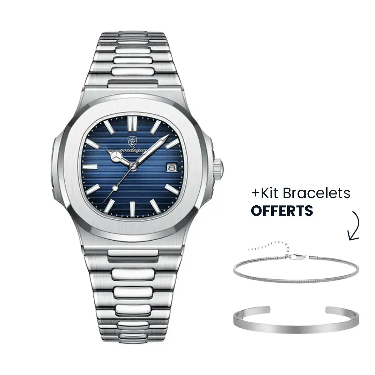 Relógio Masculino Luxe Nautilus™ com Kit de Pulseiras Grátis