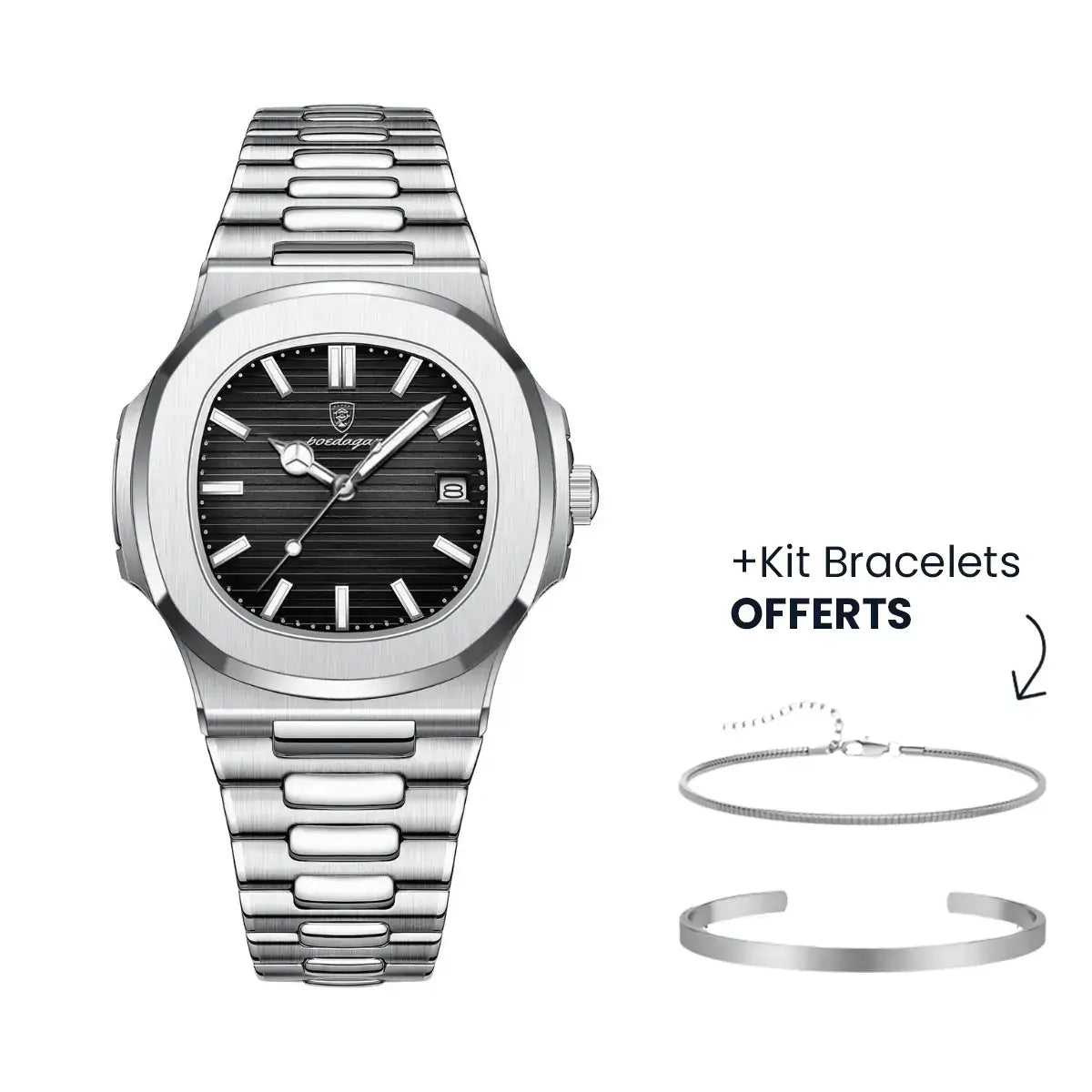 Relógio Masculino Luxe Nautilus™ com Kit de Pulseiras Grátis