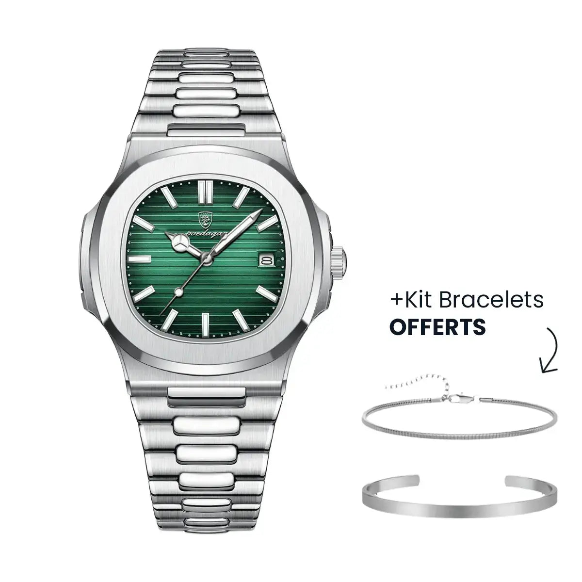 Relógio Masculino Luxe Nautilus™ com Kit de Pulseiras Grátis